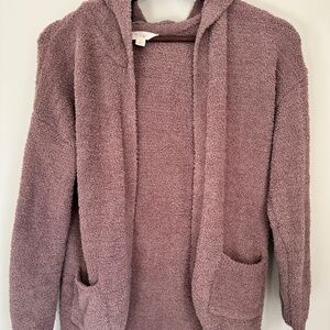 R+R Girls Teddy Hoodie Cardigan — Size Large (12-14) Blush